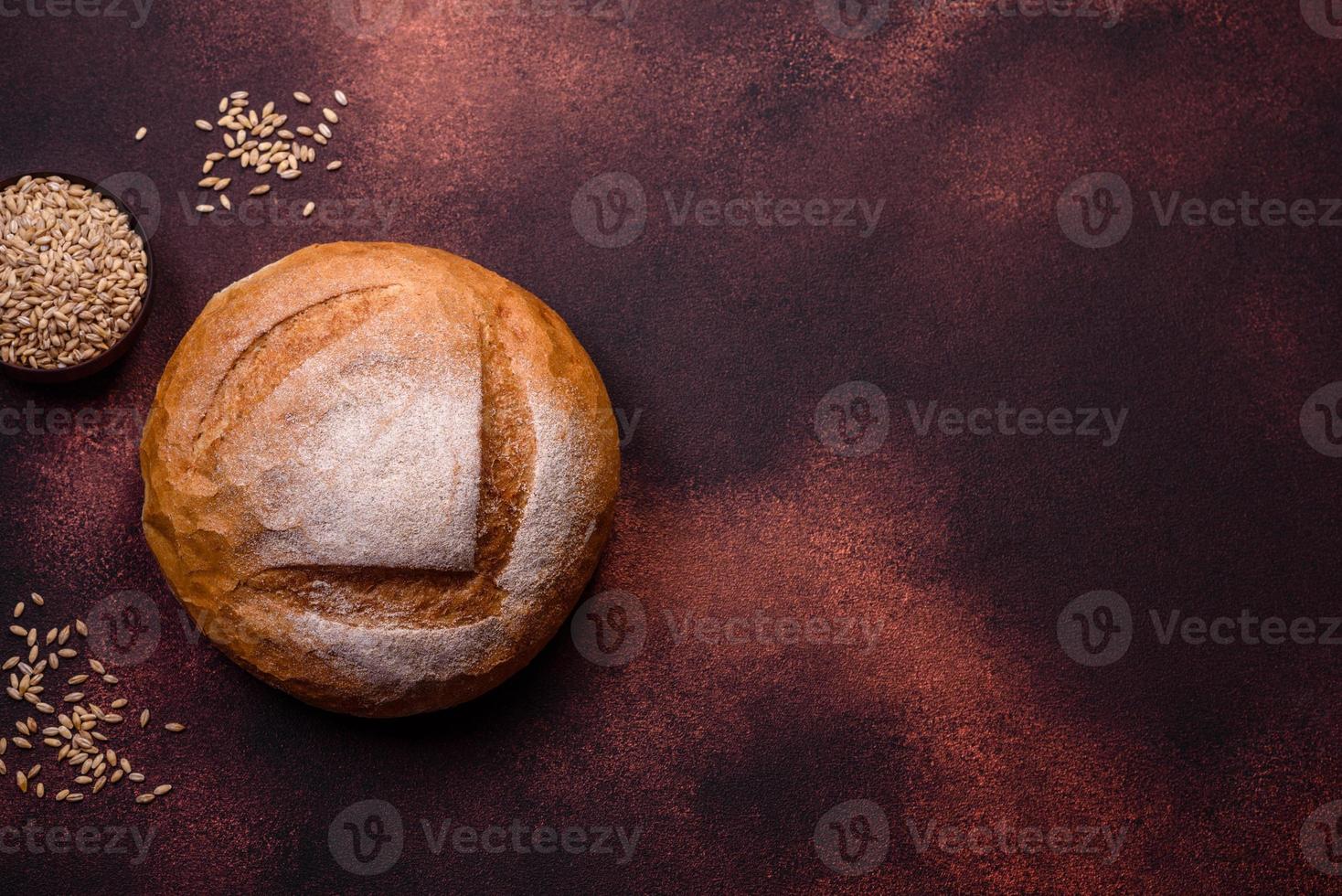 Beautiful delicious freshly baked round shaped white bread photo