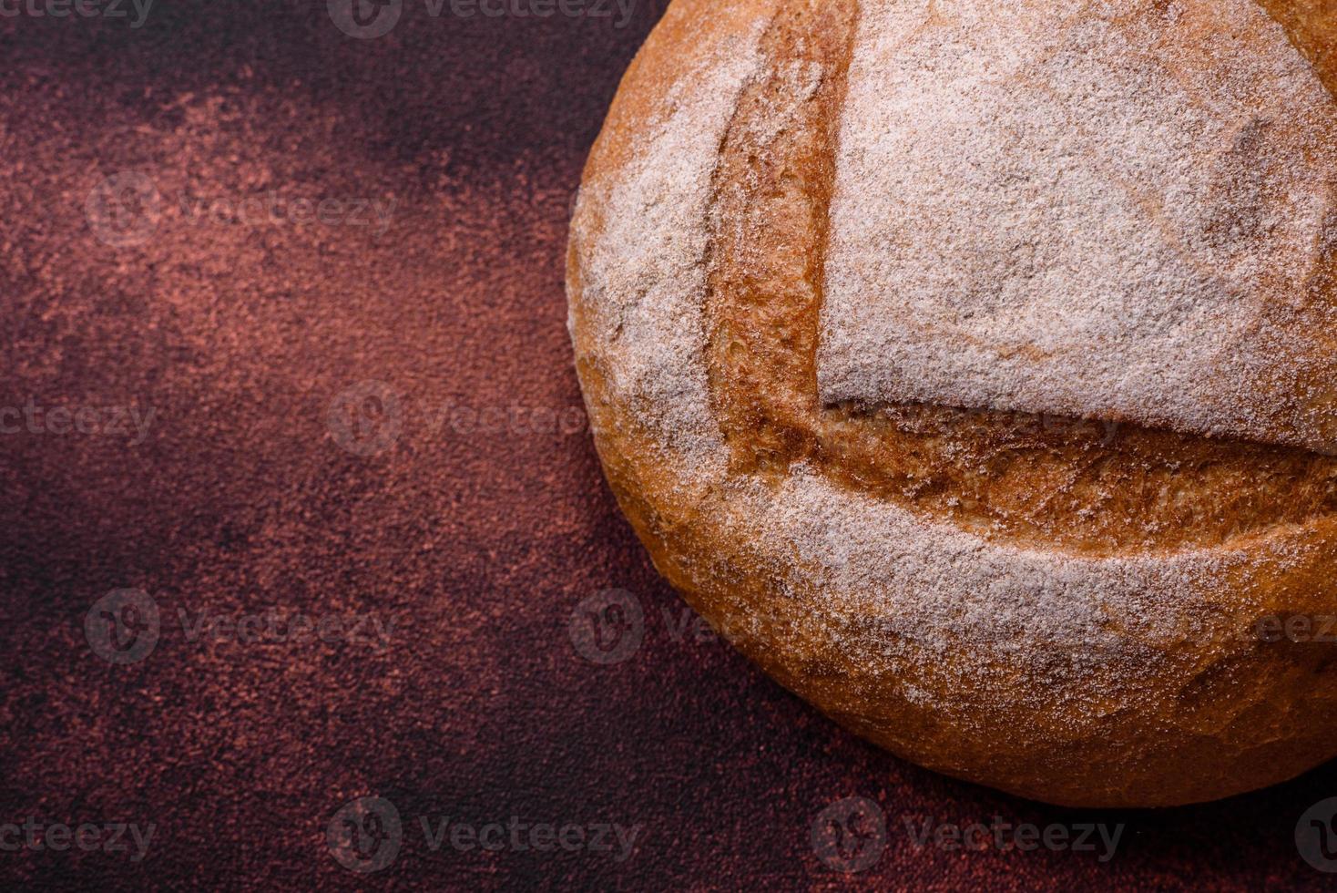 Beautiful delicious freshly baked round shaped white bread photo