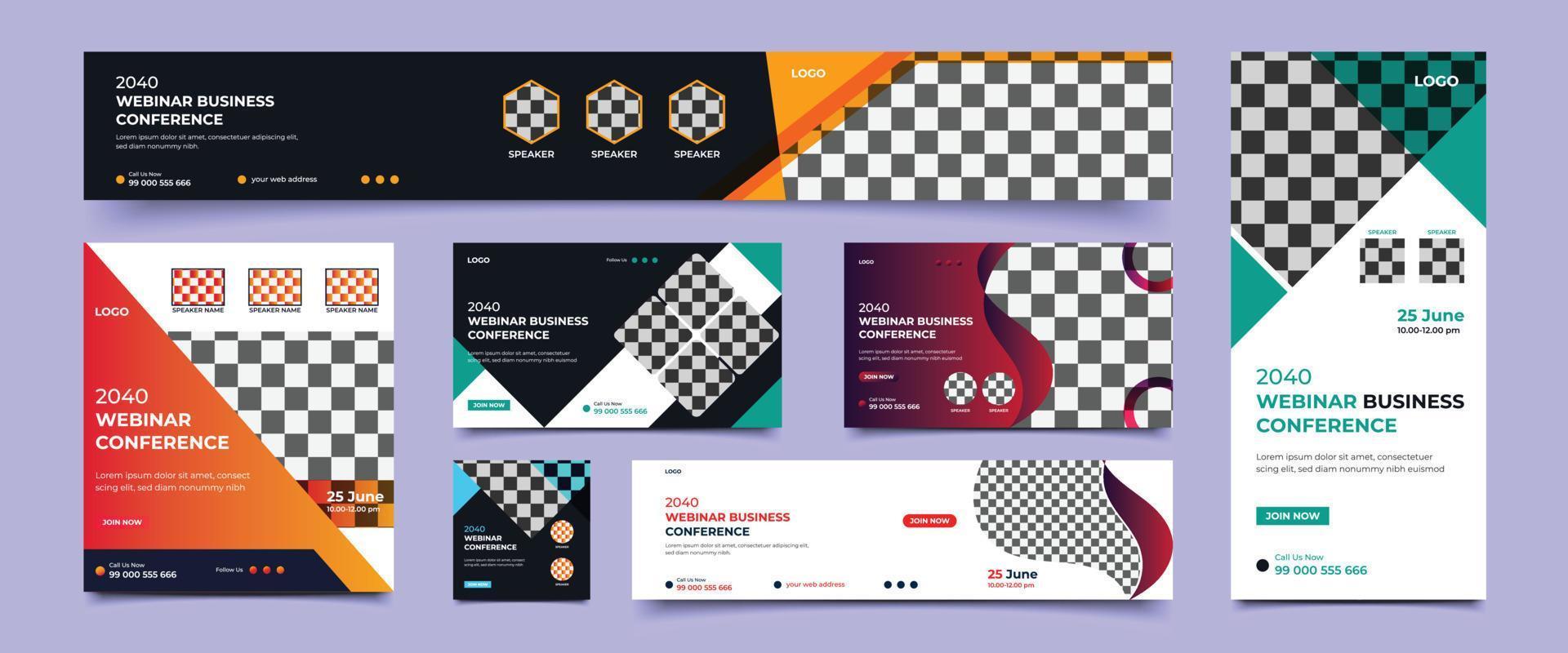 Modern business webinar conference web banner or social media post cover template. Online corporate business webinar conference invitation banner or live webinar banner design. vector