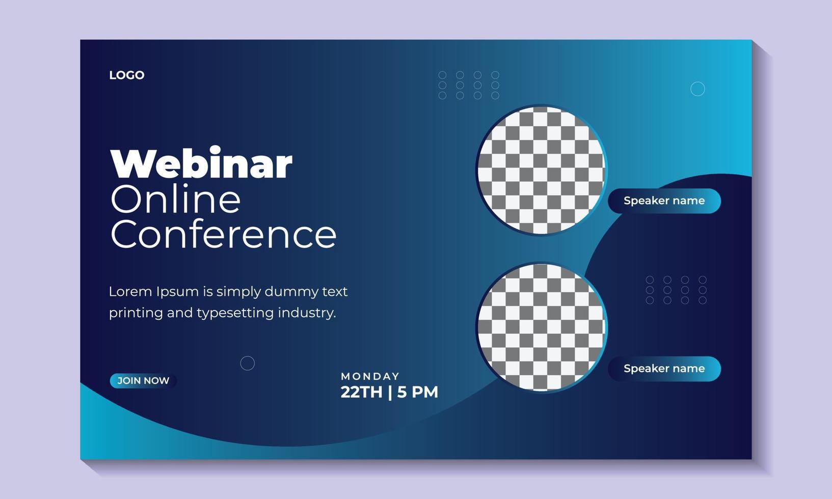 Business webinar invitation banner design template.Online corporate business webinar conference web banner or live conference webinar banner design. vector