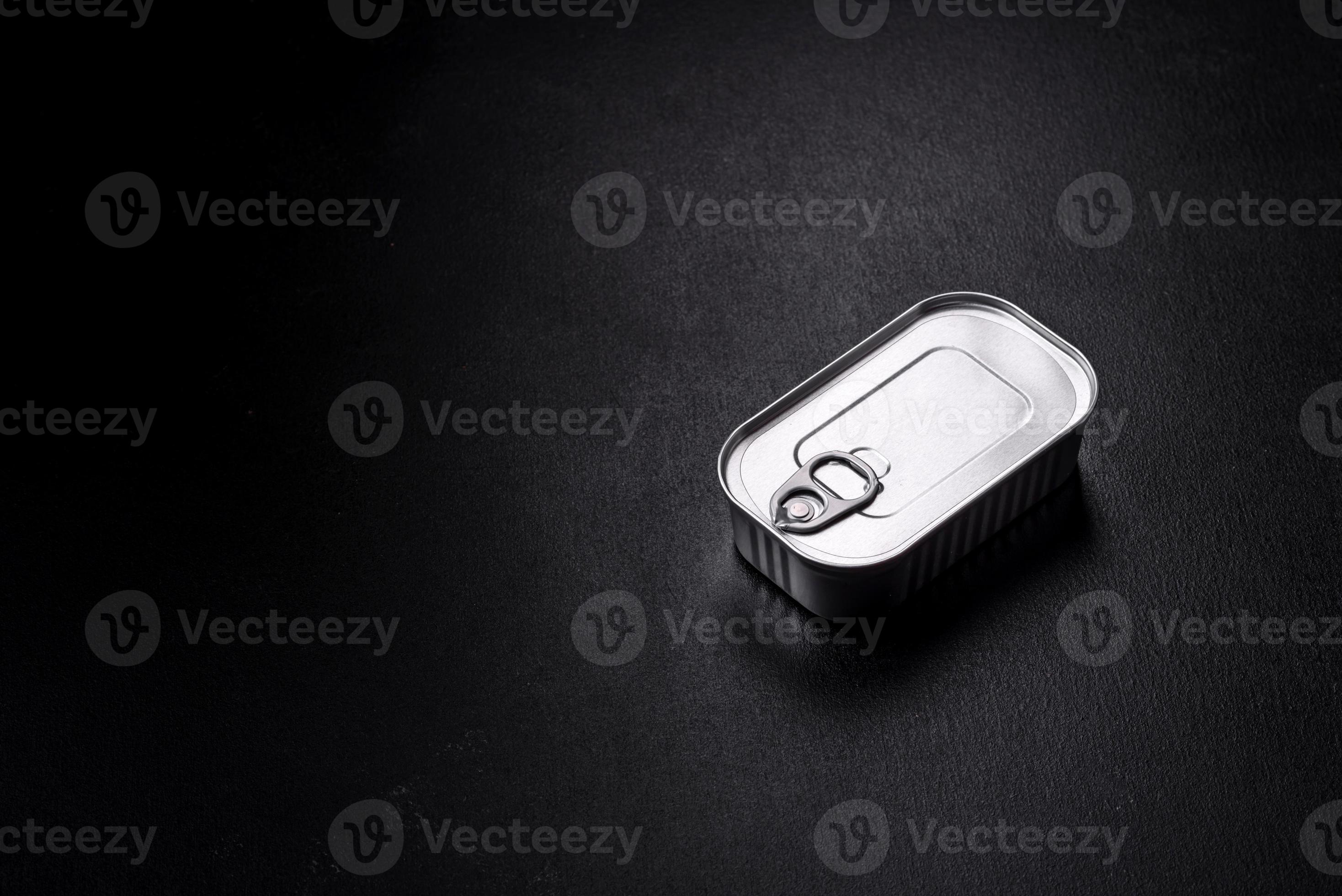 Tin or aluminum rectangular can of canned food with a key 17176351