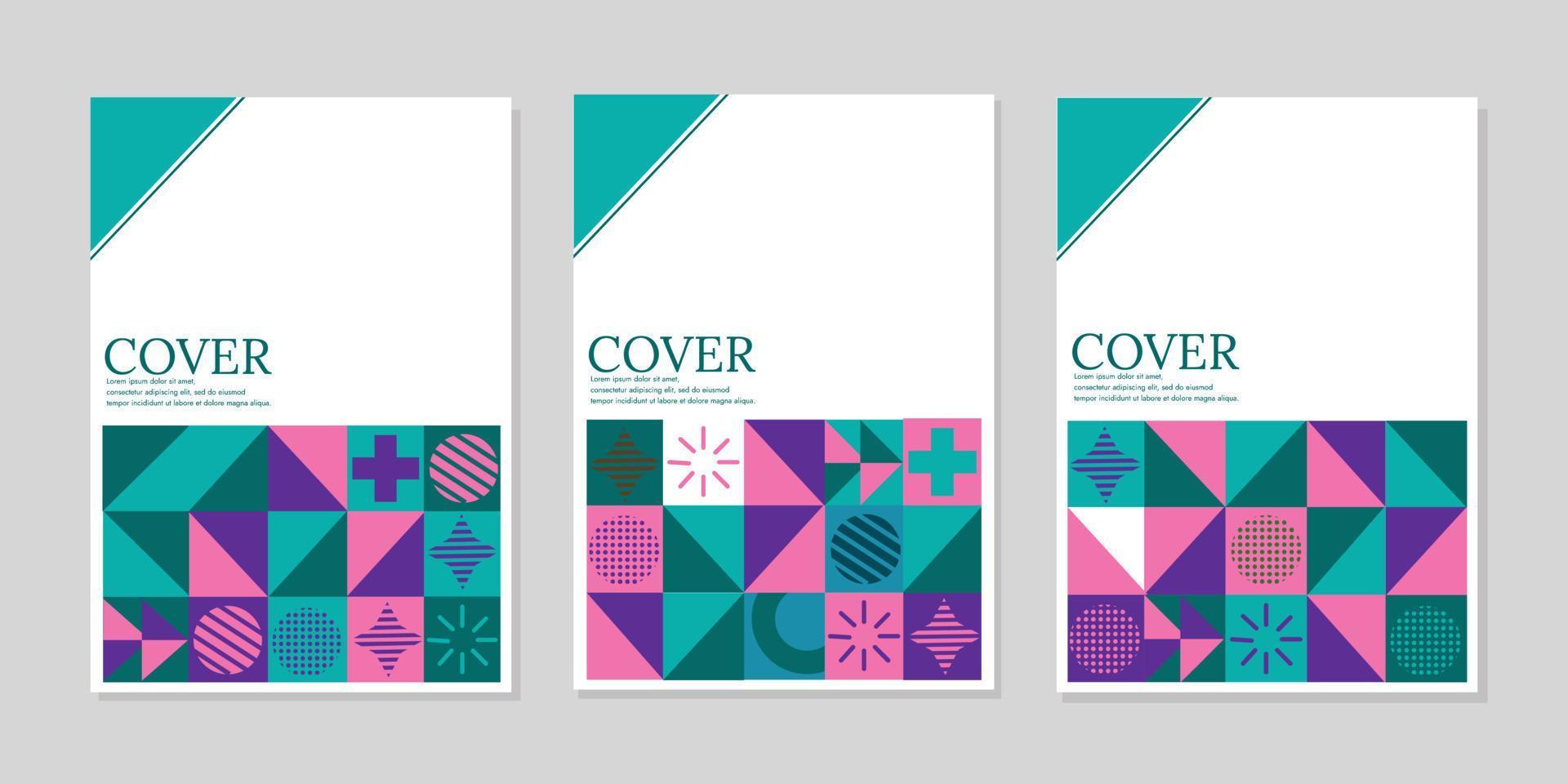 Bauhaus geometric pattern cover, abstract vector background. Cool minimal modern or retro art design and trendy Bauhaus pattern backgrounds, posters brochures covers