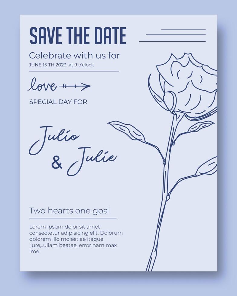 wedding card template editable with floral ornament vector