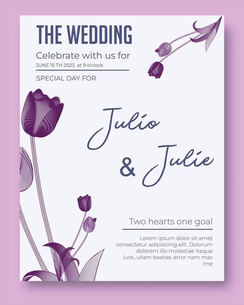 plantilla de tarjeta de boda editable con adorno floral vector