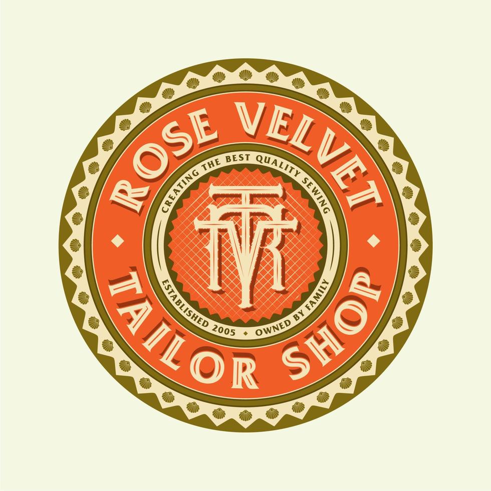 Monogram Initial Letter RVT RTV VRT Logo Design. Business Initial Icon Vector. Vintage Badge Emblem Style vector