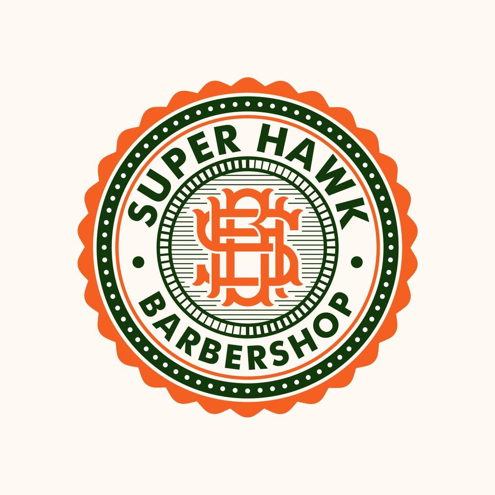 Monogram Initial Letter SHB BHS SBH Logo Design. Business Initial Icon Vector. Vintage Badge Emblem Style vector