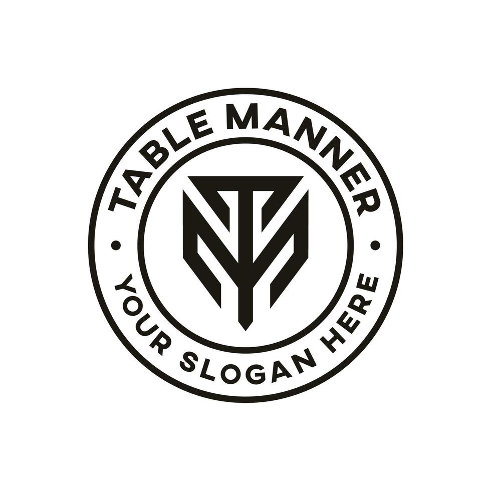 Monogram Initial Letter MT TM Logo Design. Business Initial Icon Vector. Vintage Badge Emblem Style vector