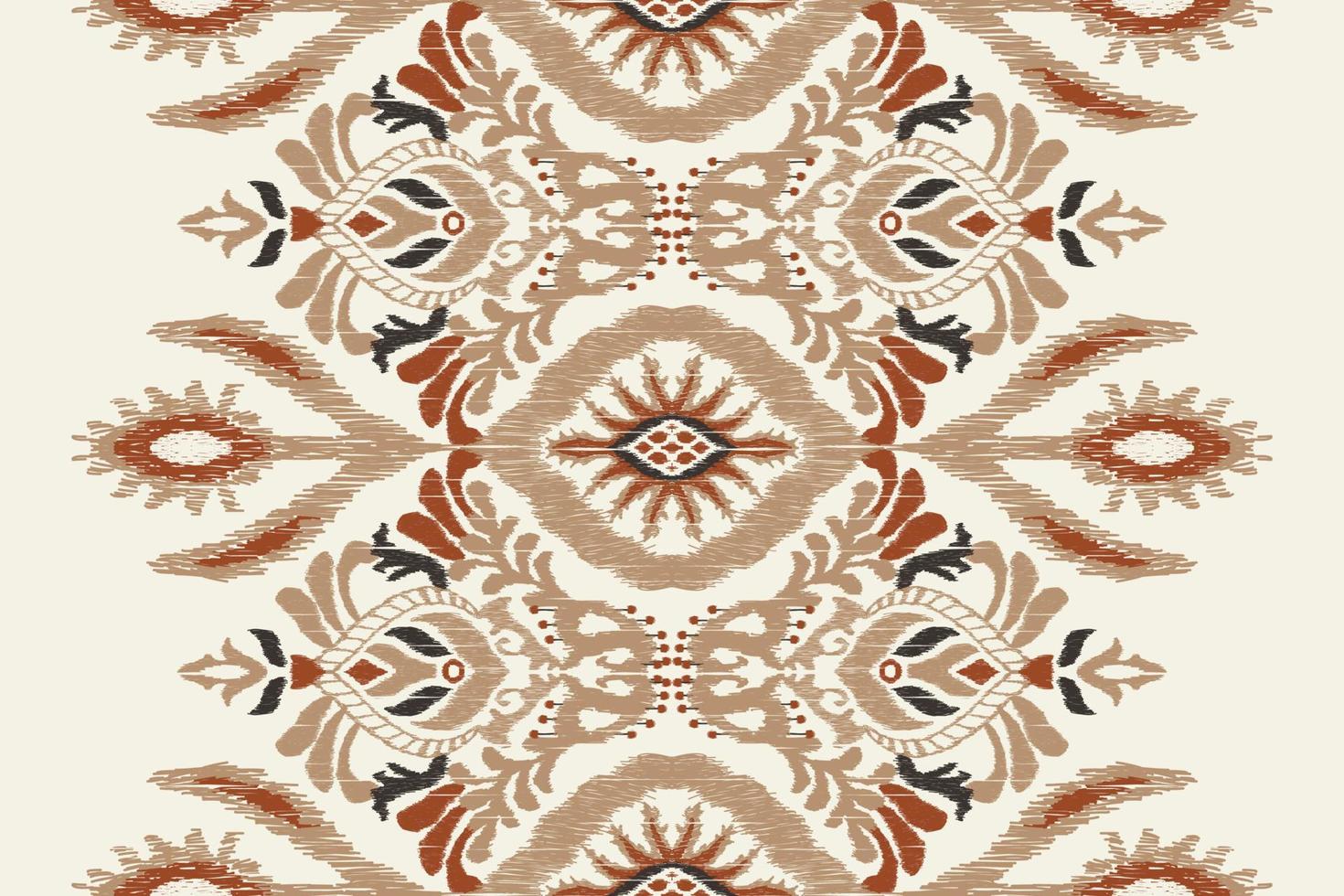 Ikat floral paisley embroidery on white background.geometric ethnic oriental pattern traditional.Aztec style abstract vector illustration.design for texture,fabric,clothing,wrapping,decoration,scarf.