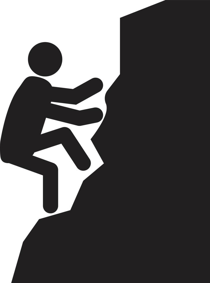 icono de escalada en roca sobre fondo blanco. señal de escalada de montaña. símbolo de deporte extremo. estilo plano vector