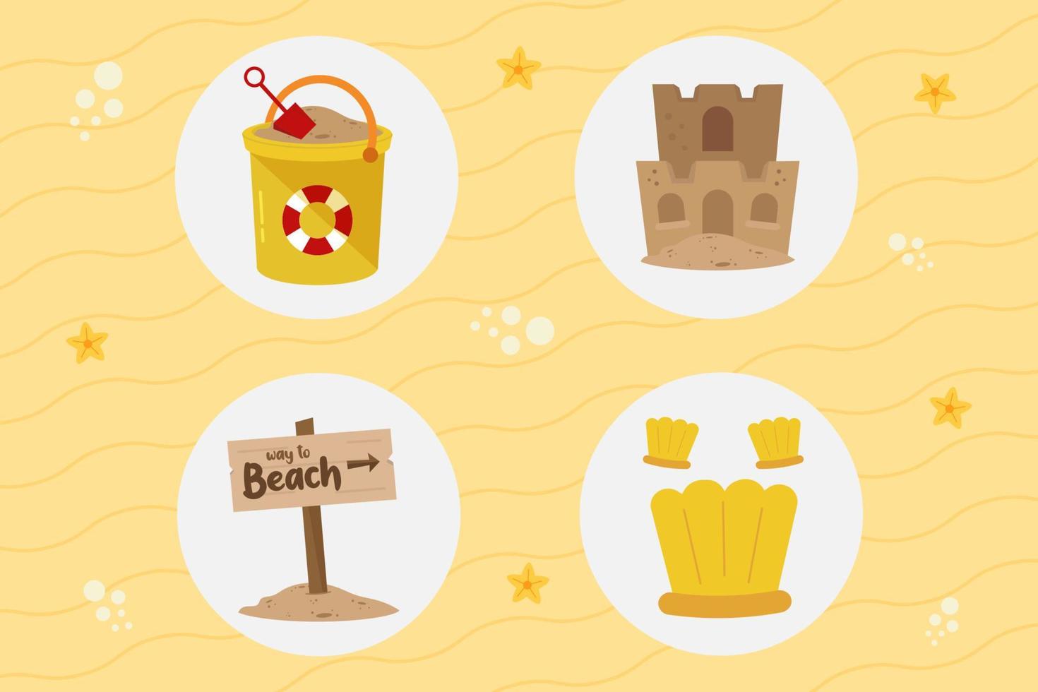 Beach Summer Elements Illustration Collection vector