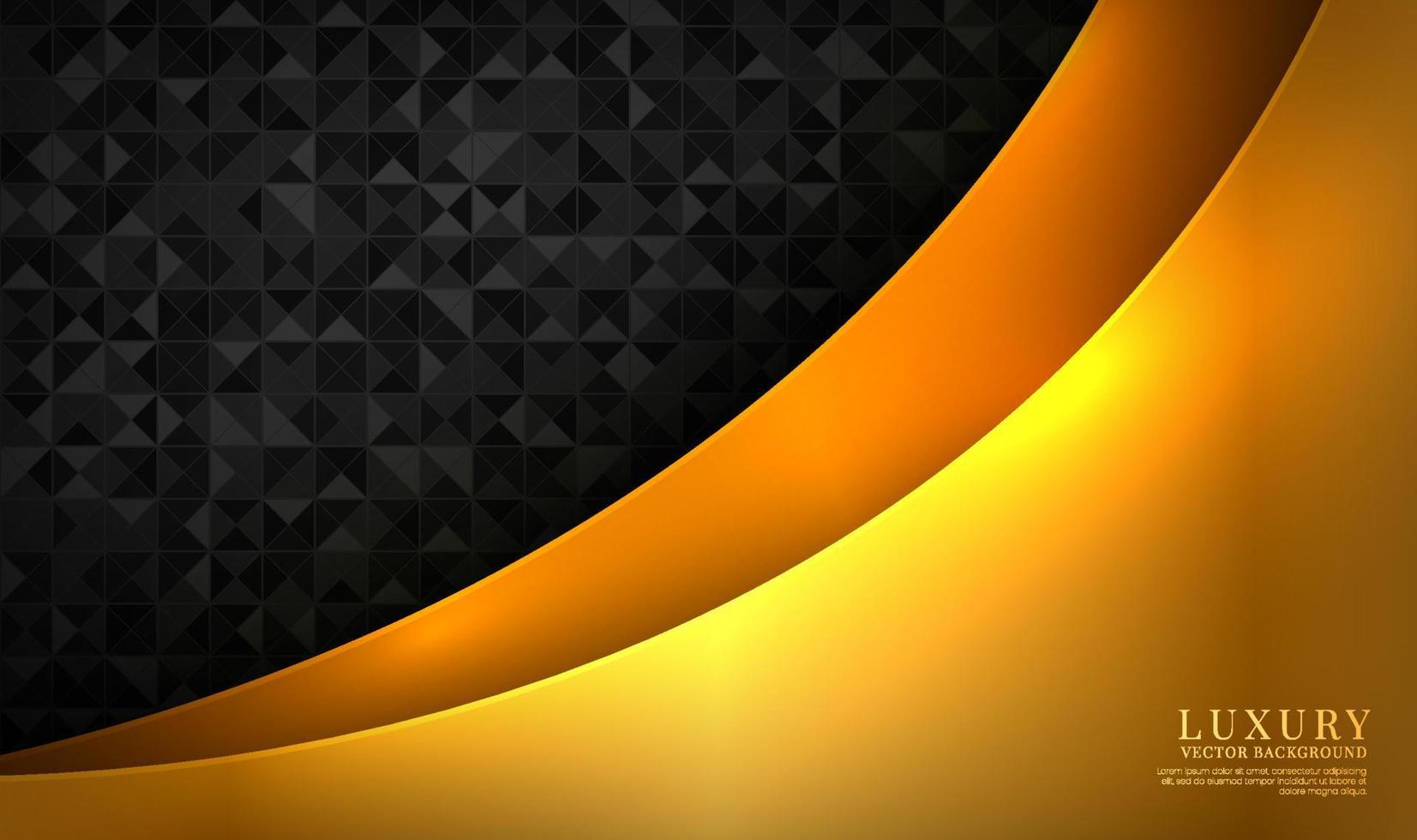 Las capas superpuestas de fondo abstracto de lujo dorado 3d en el espacio oscuro con decoración de efecto de destellos. concepto de estilo de recorte de elemento de diseño gráfico para banner, volante, tarjeta, portada de folleto o página de destino vector