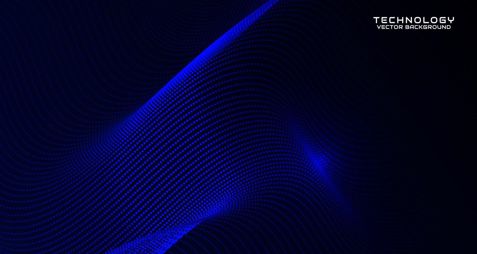 Blue techno abstract background on dark space with waving particle style effect. Graphic design element with 3d moving dots flow concept for banner, flyer, card, brochure cover, or landing page vector