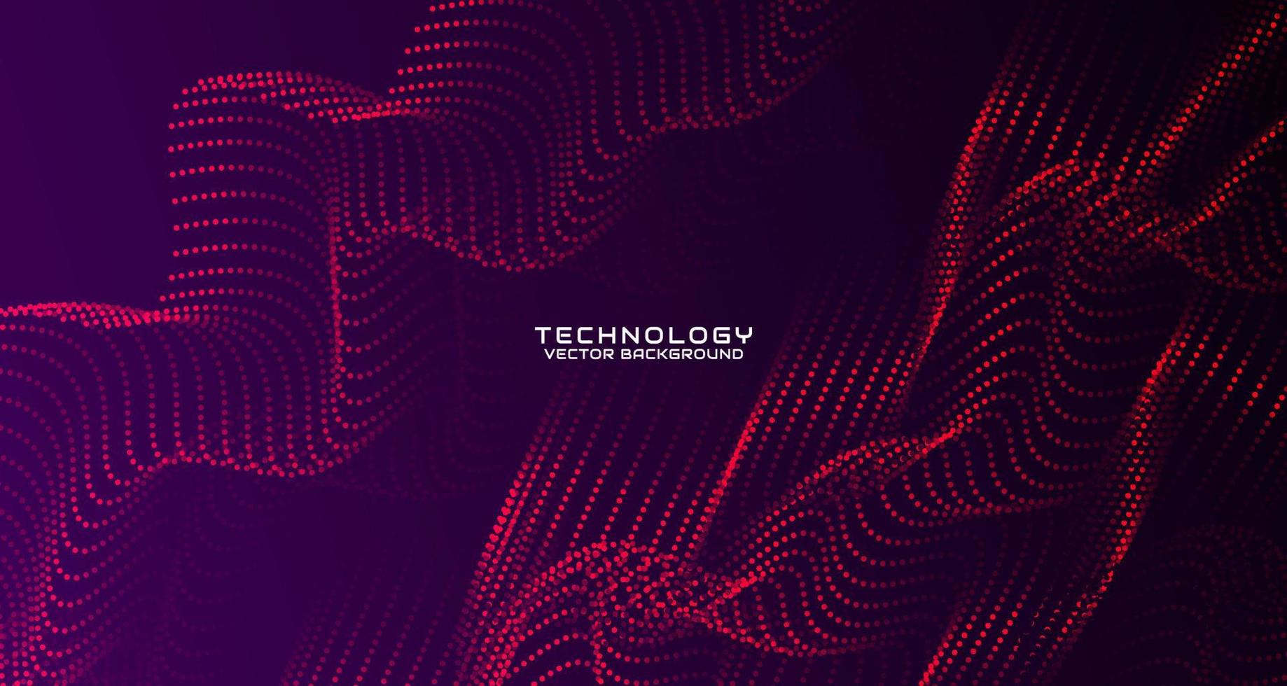 fondo abstracto techno rojo en el espacio oscuro con efecto de estilo de partículas ondulantes. elemento de diseño gráfico con concepto de flujo de puntos en movimiento 3d para banner, volante, tarjeta, portada de folleto o página de inicio vector