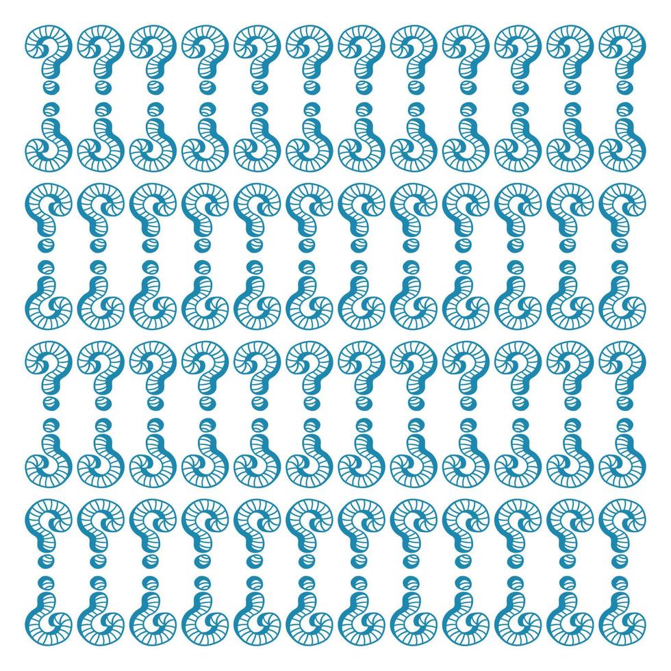 gran signo de interrogación. patrón caótico con preguntas. patrón aleatorio gráfico azul. ilustración vectorial vector
