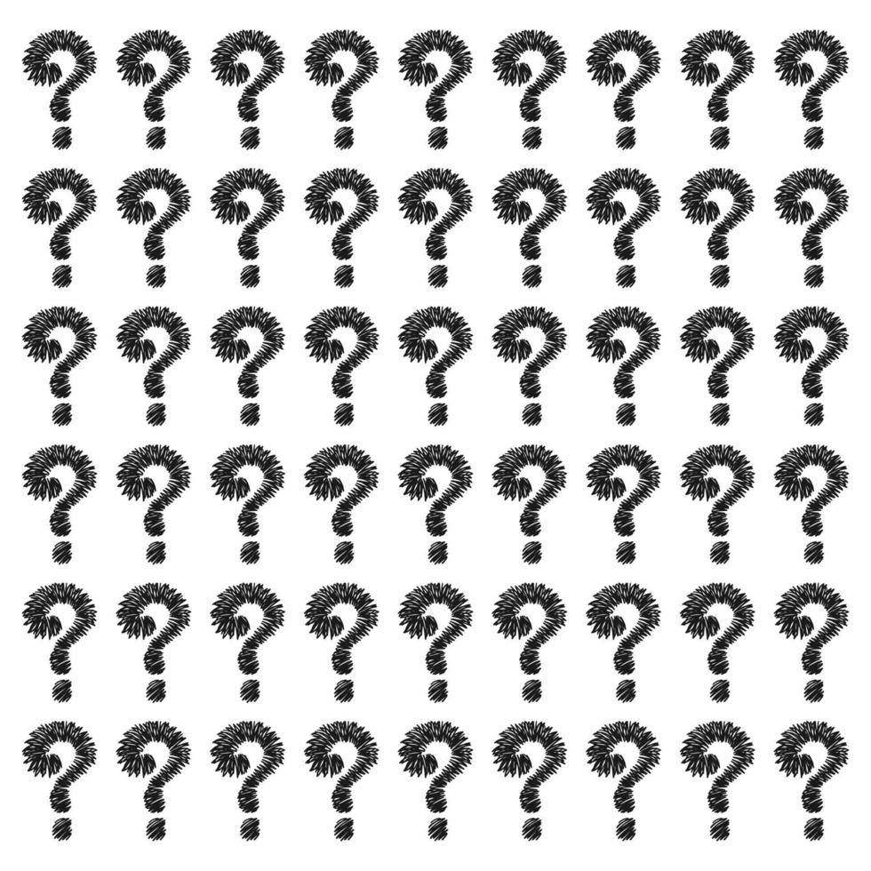 gran patrón de interrogación con preguntas. patrón aleatorio gráfico en blanco y negro. ilustración vectorial vector