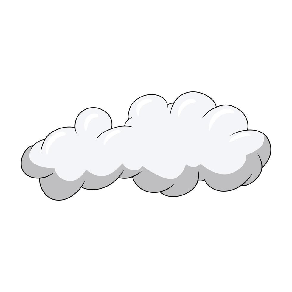 Light light cumulus cloud in cartoon style, large clouds in the sky, vector illustration on a white background