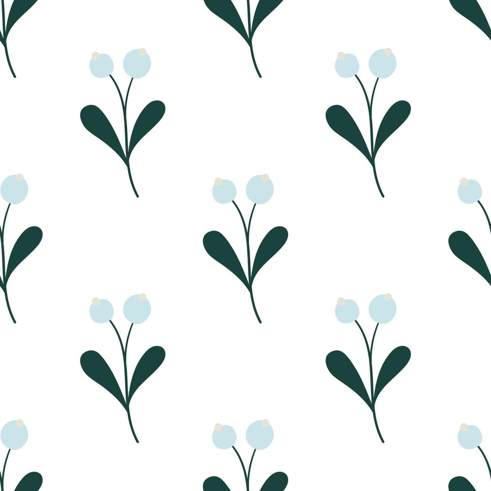 Beautiful botanical floral seamless pattern with mistletoe. Winter festival background. vector