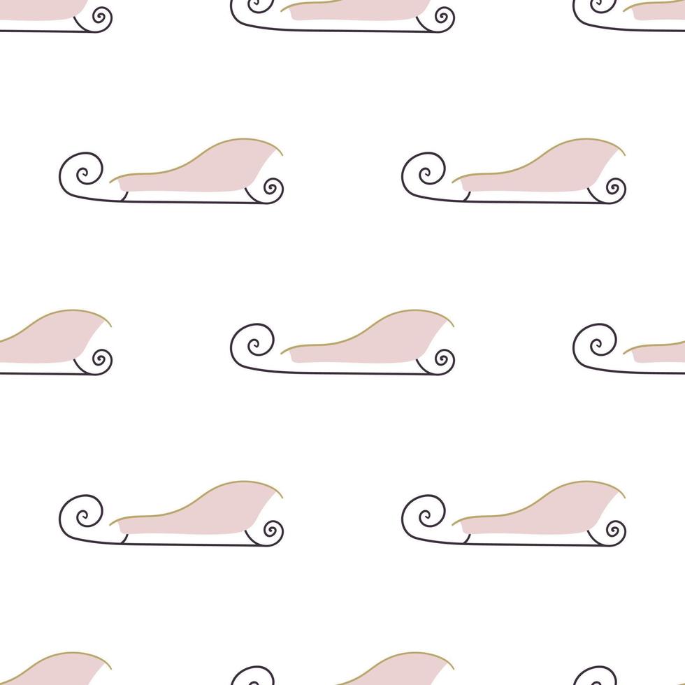 Pink cute girly sled. Winter festival seamless pattern Christmastime fun. vector