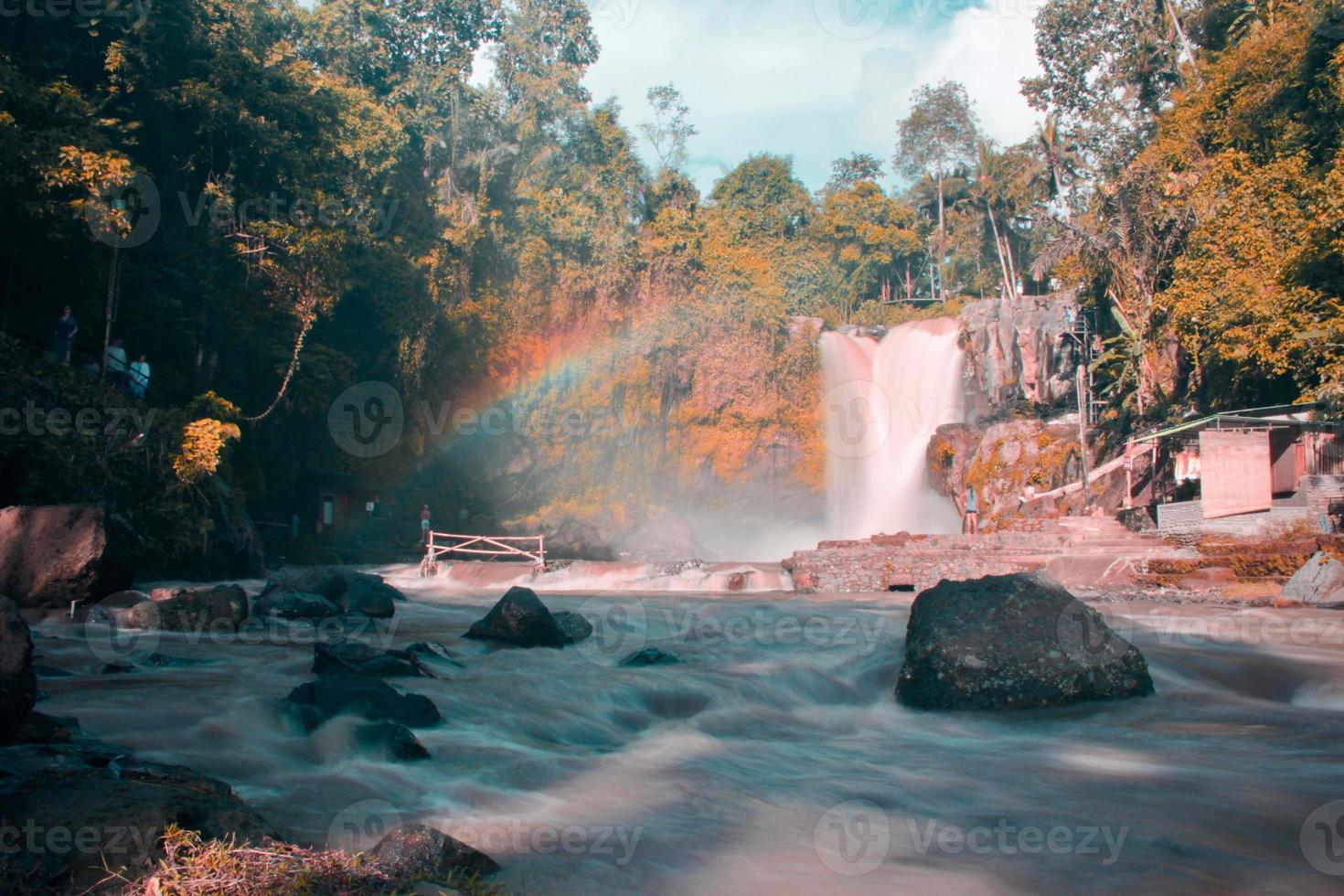 The view of a famous waterfall in Bali is very beautiful, the name of the waterfall is Tegenungan Waterfall, which is located in Gianyar Bali photo