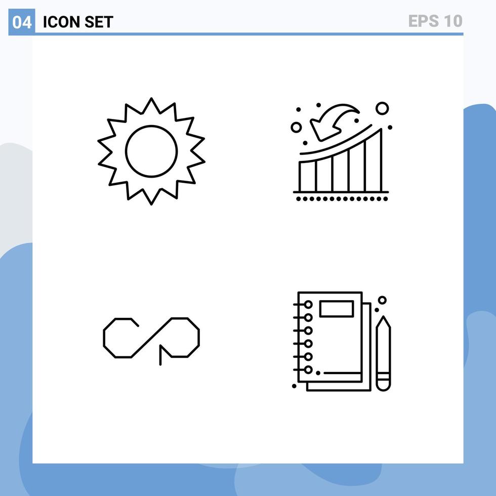 Stock Vector Icon Pack of 4 Line Signs and Symbols for chamomile counterparty nature downfall crypto Editable Vector Design Elements
