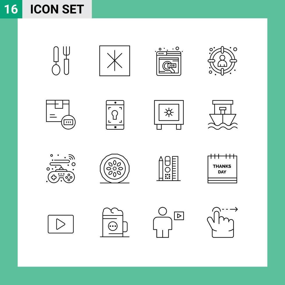 User Interface Pack of 16 Basic Outlines of code target online select head Editable Vector Design Elements