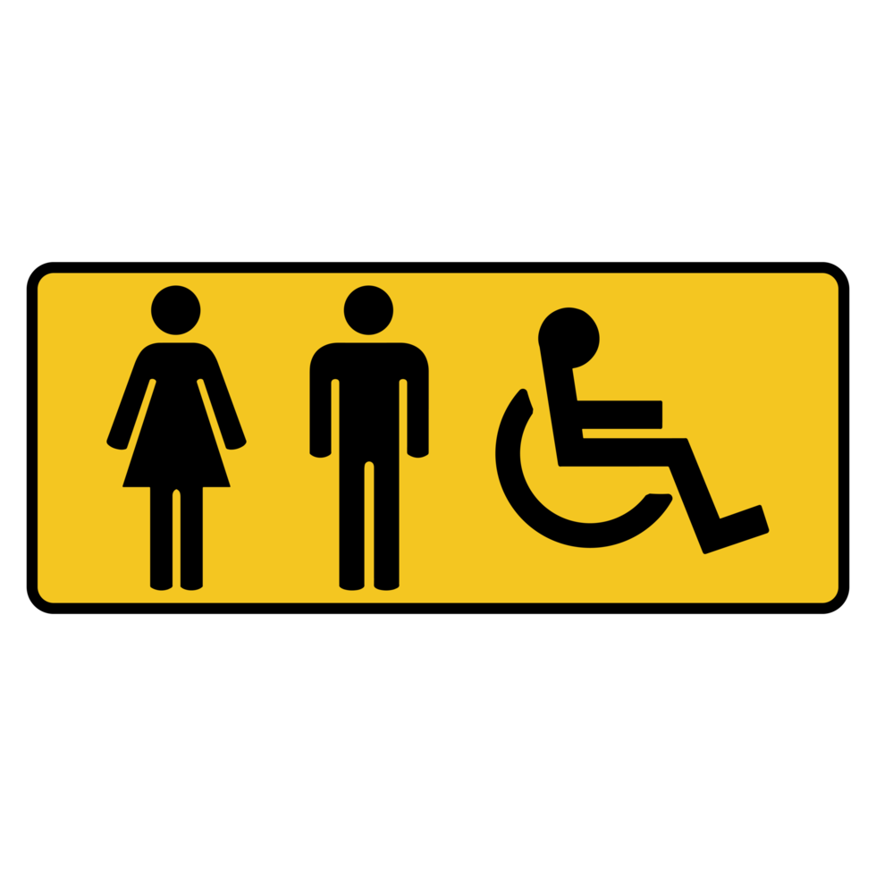 manlig, kvinna, handikapp toalett tecken, på transparent bakgrund png