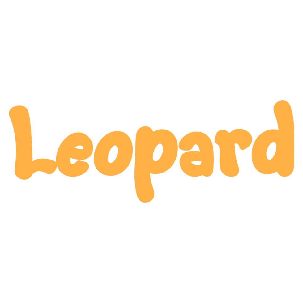 concepto de letras de nombres de animales de leopardo sobre fondo transparente png