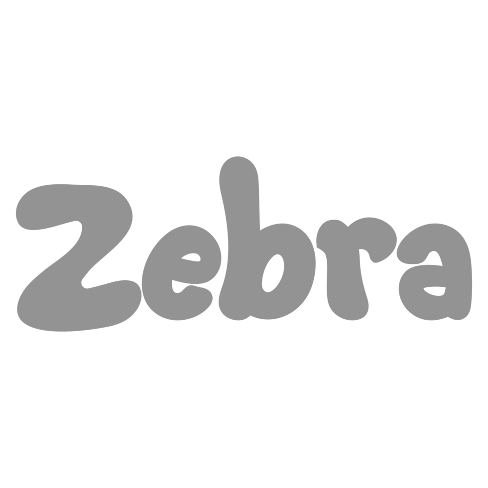 Zebra Animal Name Lettering Concept on Transparent Background png