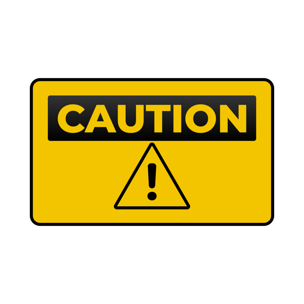 Warning Caution Sign with Transparent Background png