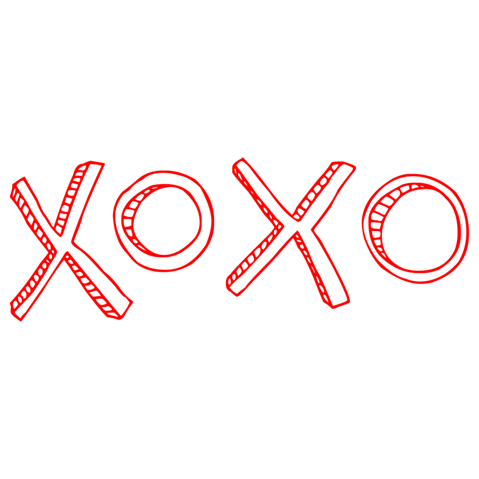 Hand Drawn XOXO lettering on Transparent Background png