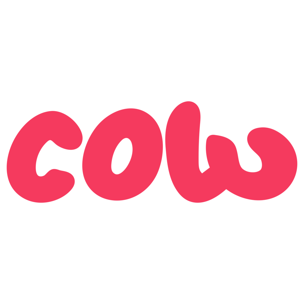 Cow Animal Name Lettering Concept on Transparent Background png