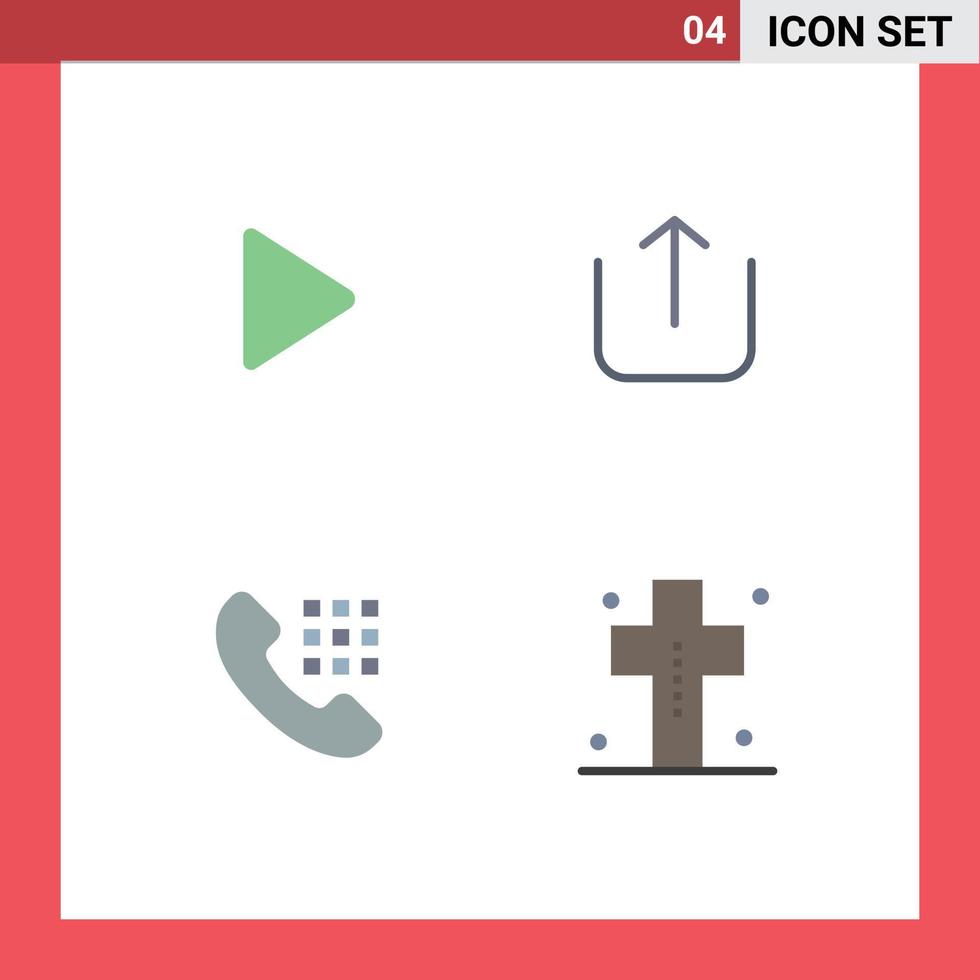 Editable Vector Line Pack of 4 Simple Flat Icons of control phone video upload costume Editable Vector Design Elements