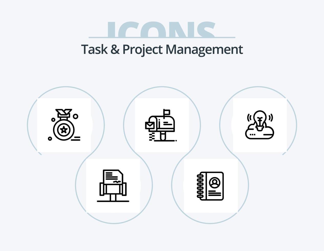 Task And Project Management Line Icon Pack 5 Icon Design. lock. folder. favorites. user. search vector