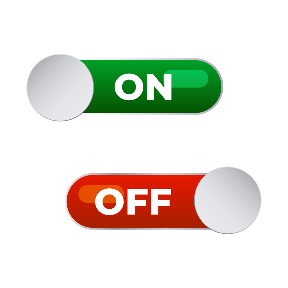 On and Off Toggle switch button with Transparent Background png