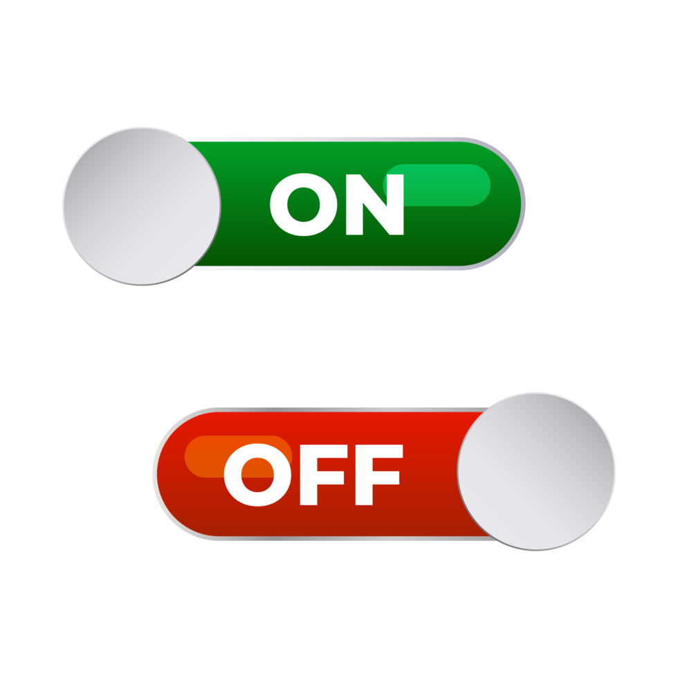 On and Off Toggle switch button with Transparent Background png