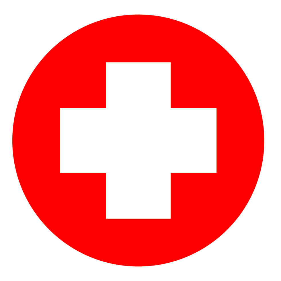 símbolo de cruz médica redonda sobre fondo transparente png