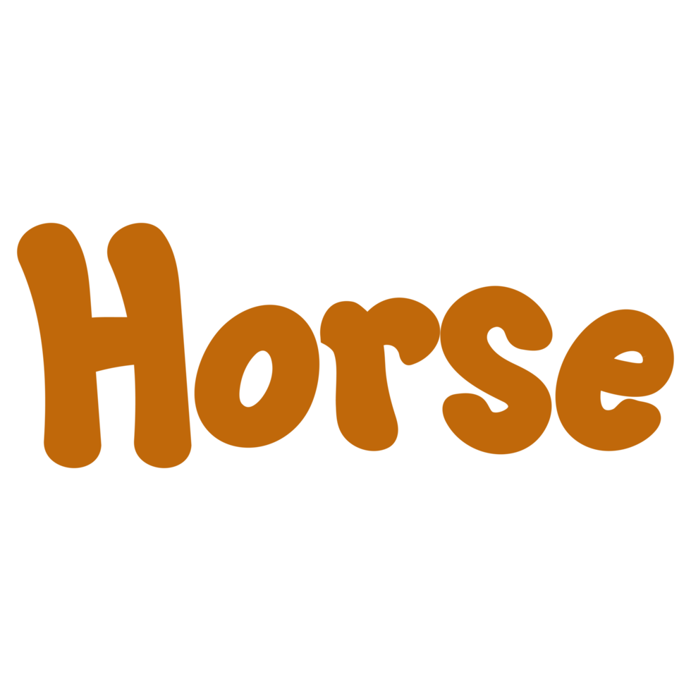 Horse Animal Name Lettering Concept on Transparent Background png