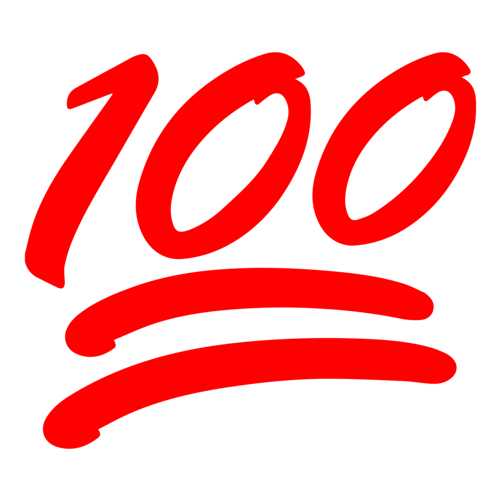 100 Prozent Emoji-Symbol auf transparentem Hintergrund png