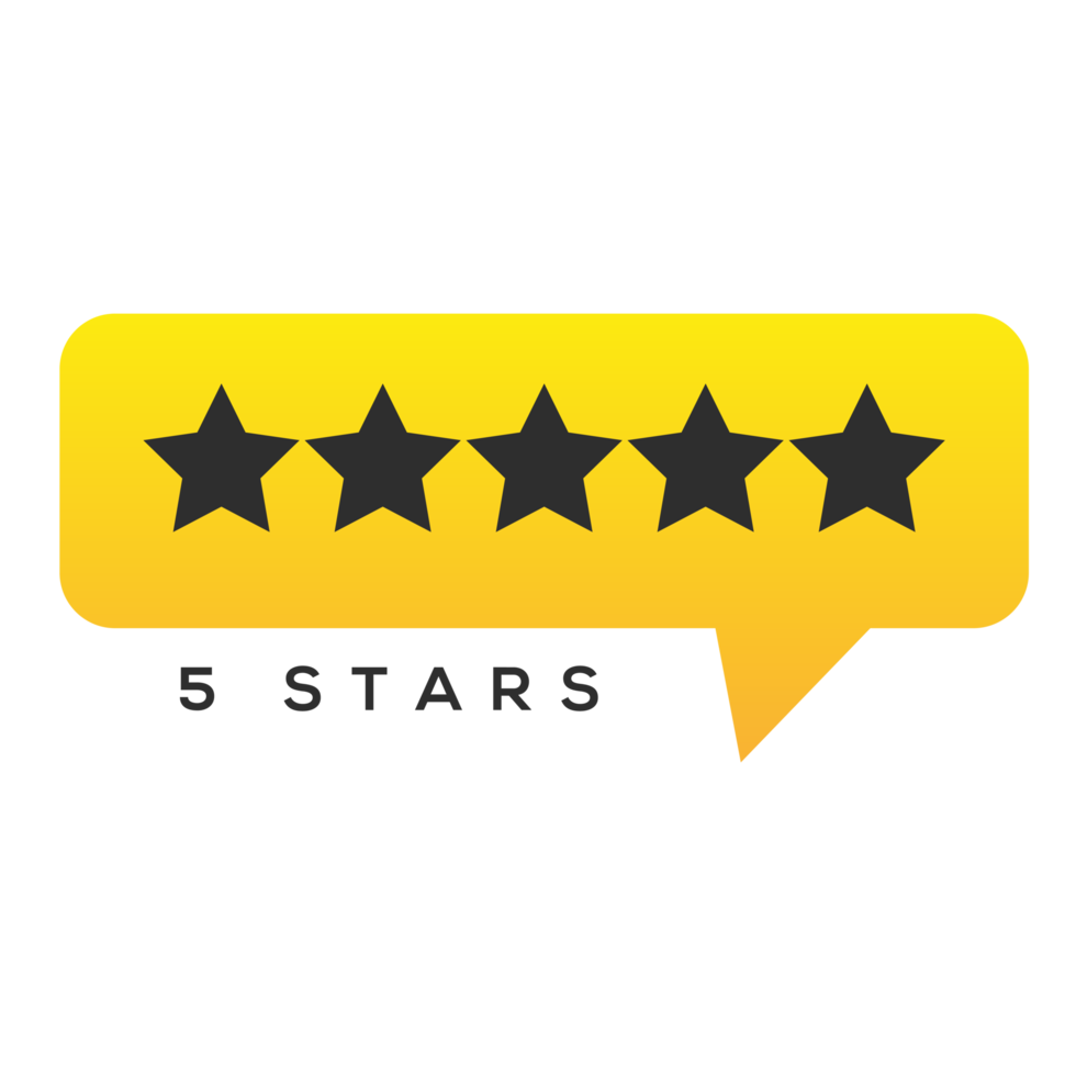 5 Star Rating Sign on Transparent Background png