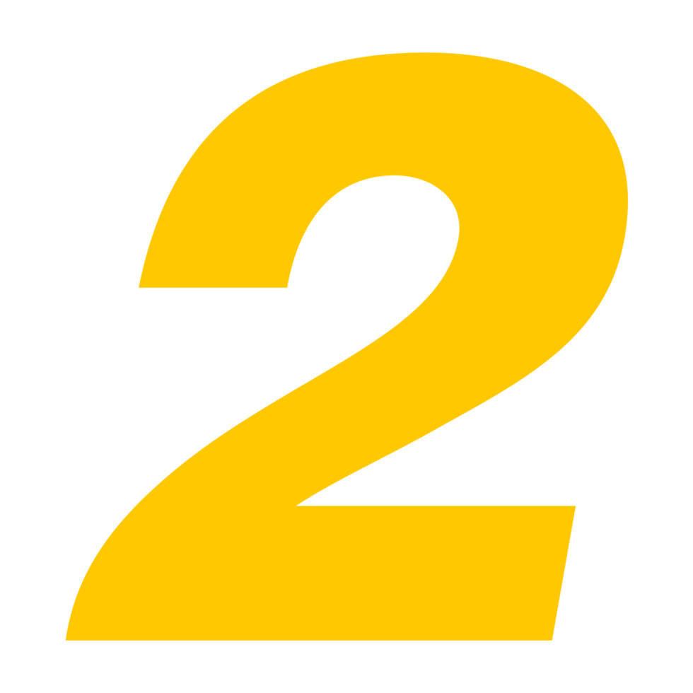 Number 2 isolated on Transparent Background png