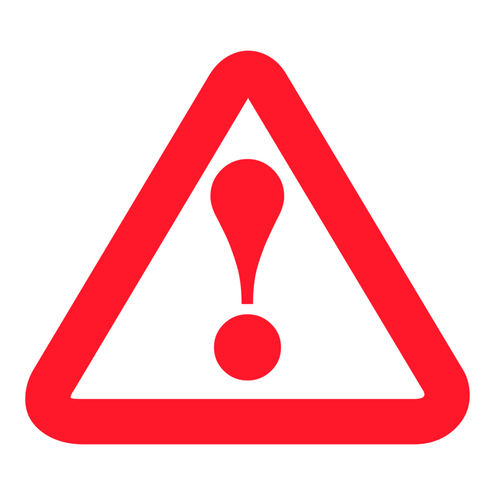 Red Hazard Warning Sign on Transparent Background png