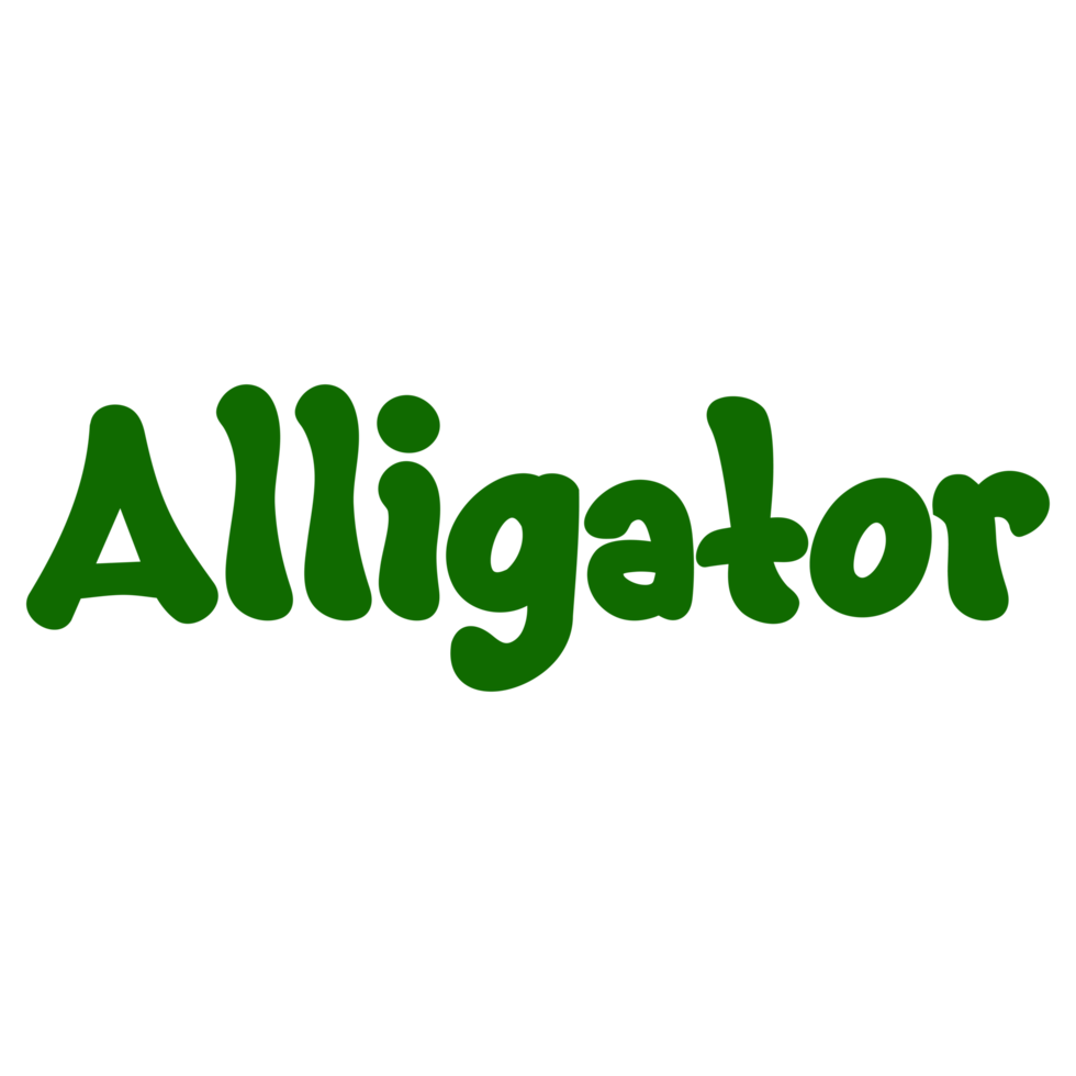 Alligator Animal Name Lettering Concept on Transparent Background png