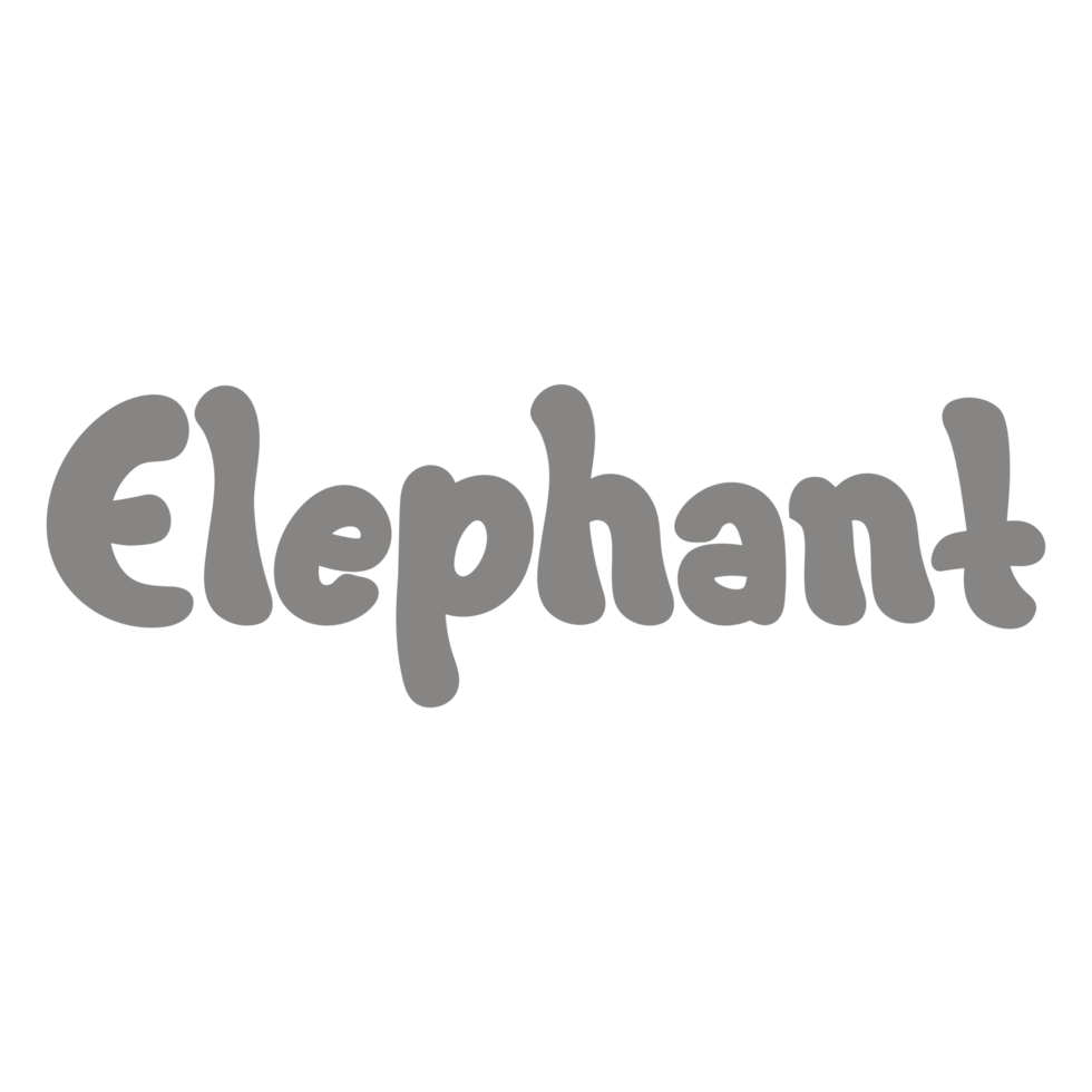 Elephant Animal Name Lettering Concept on Transparent Background png