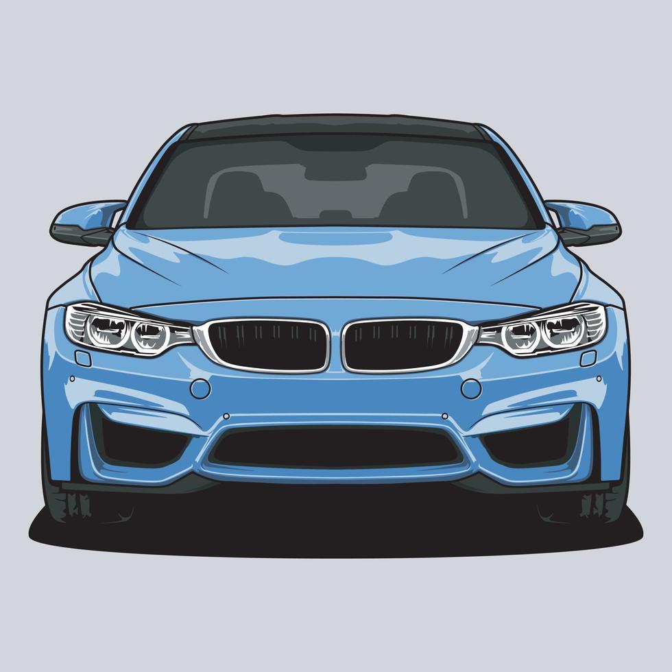Ilustración de vector de coche de vista frontal para diseño conceptual
