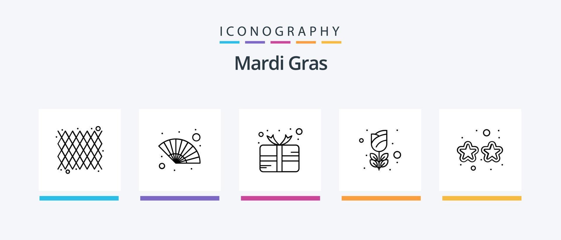 Mardi Gras Line 5 Icon Pack Including . carnival. party. banner. mardi gras. Creative Icons Design vector