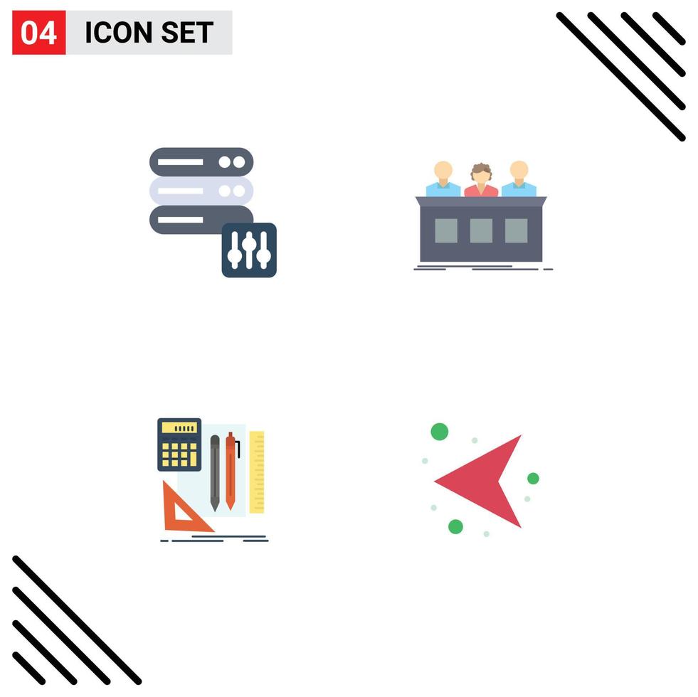 User Interface Pack of 4 Basic Flat Icons of database book competition judge pen Editable Vector Design Elements