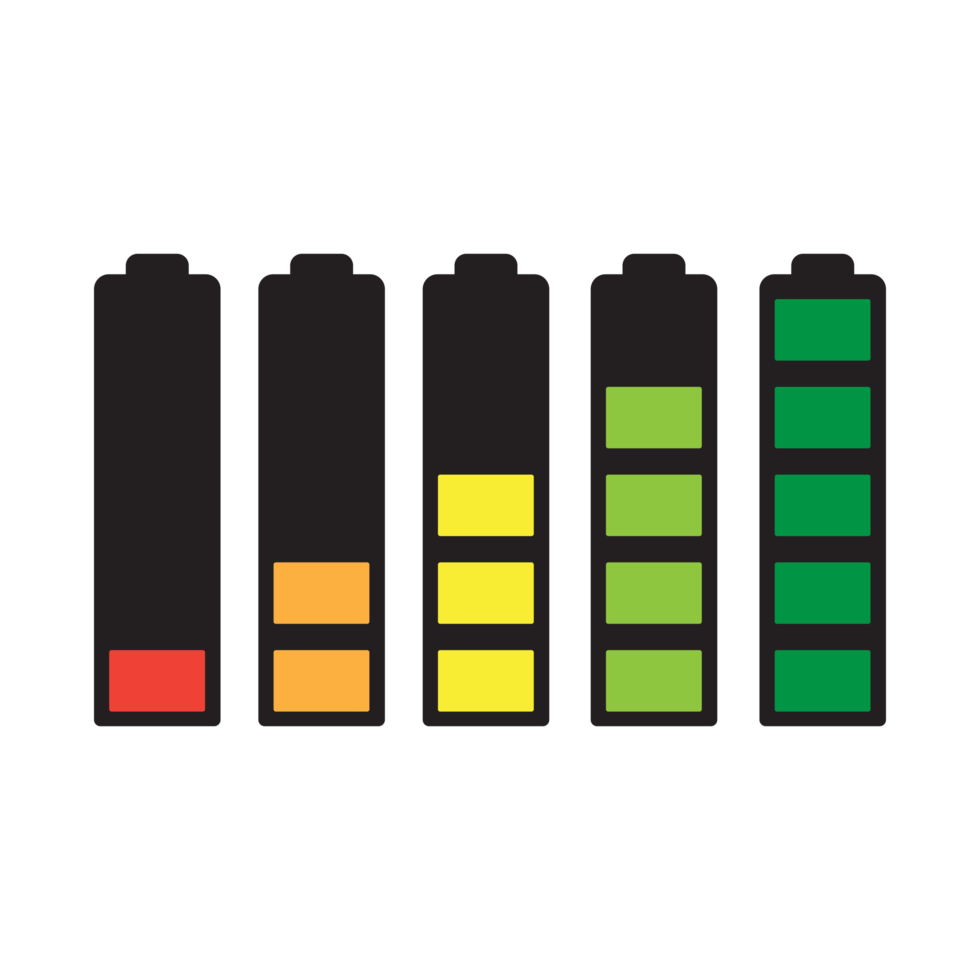 Battery charge level set with Transparent Background png