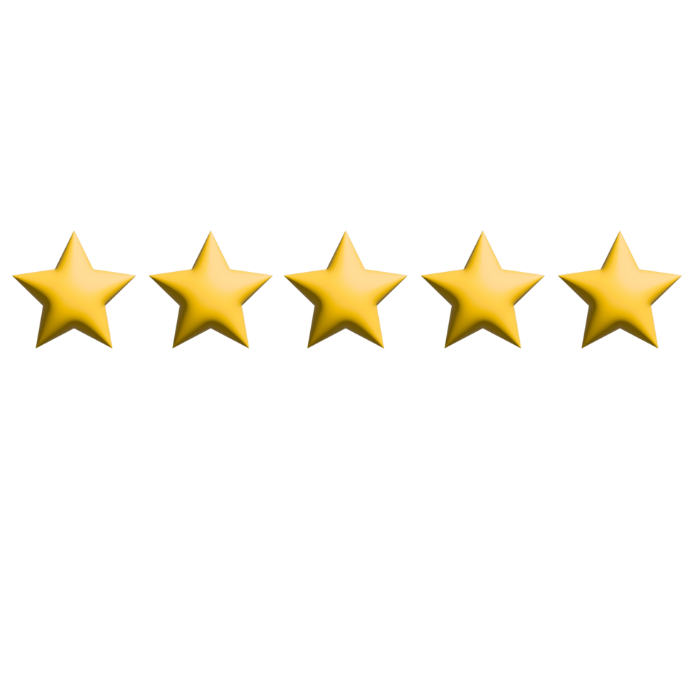 5 Stars Rating sign and symbol on Transparent Background png