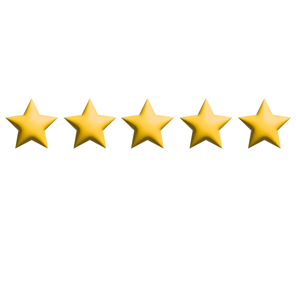 Sinal de classificação de 5 estrelas e símbolo em fundo transparente png