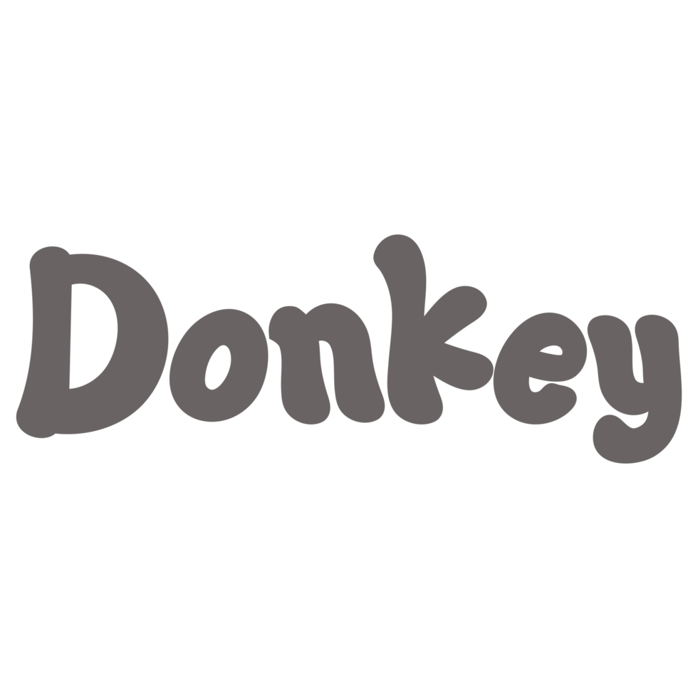 Donkey Animal Name Lettering Concept on Transparent Background png